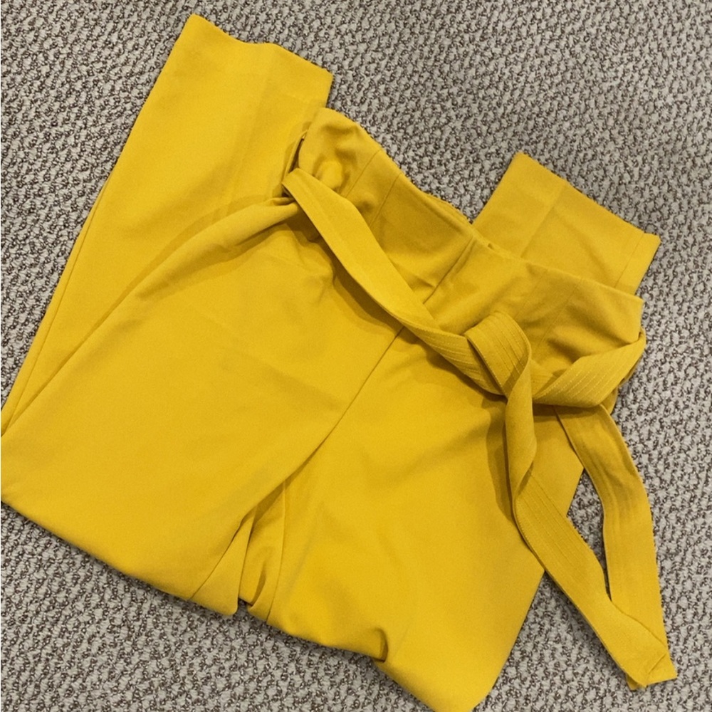 Yellow Women's Pants with Belt